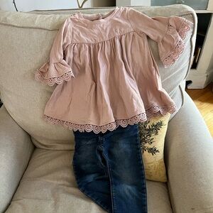 Two pc outfit pretty rose top and old navy jeans for your toddler